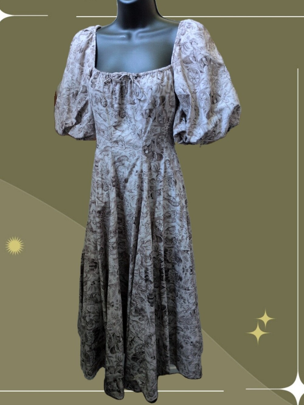 ✨Selkie The Day Dress in the Milkmaid Brown Toile Cotton Size XS